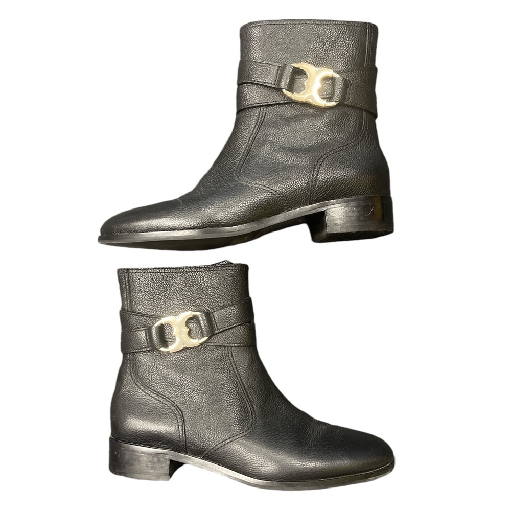 Tory Burch Black Leather Gemini Link Boots Size 7